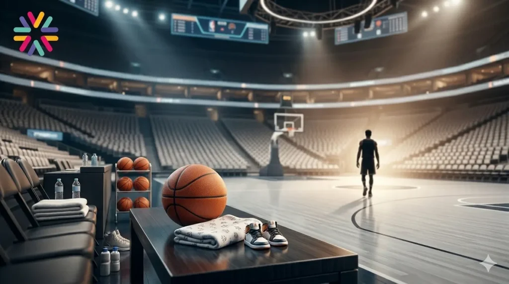 LaMelo Ball parenting 2026 concept with basketball court, newborn keepsake, and athlete silhouette symbolizing fatherhood and NBA legacy