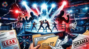 High-energy wrestling poster-style featured image showing a dramatic wrestling ring, backstage tension, and roster-movement visuals for TWNP news wrestling leaks.