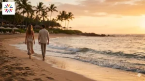 A private Hawaiian beach scene representing Kendall Jenner and Jacob Elordi dating rumors after reported 2026 sightings.