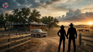 Cinematic South Texas ranch scene representing Dutton Ranch, the Yellowstone sequel spin-off about Rip and Beth
