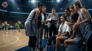 Chicago Sky players supporting an injured teammate before a Dallas Wings matchup